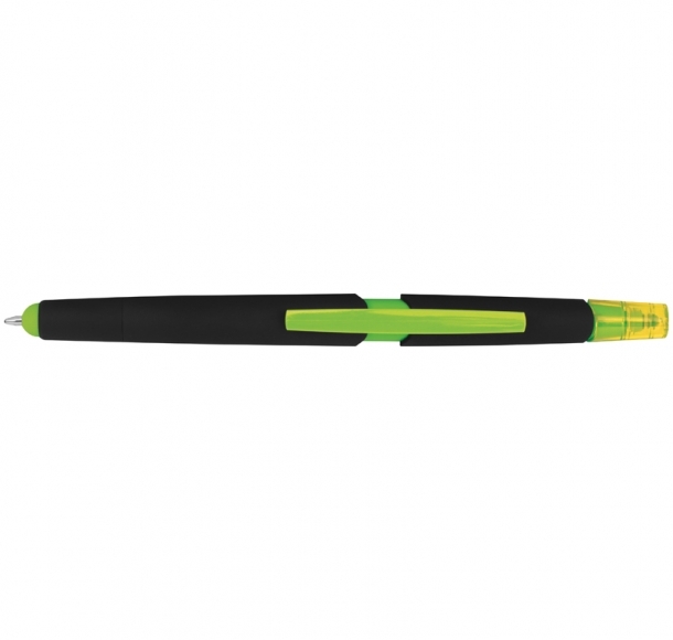 Długopis plastikowy do ekranów dotykowych z zakreślaczem, kolor Jasnozielony