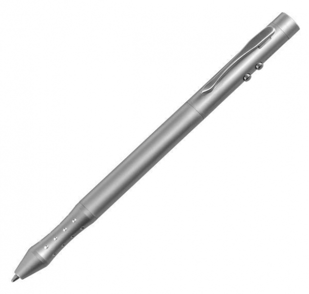 Długopis ze wskaźnikiem laserowym Combo – 4 w 1, srebrny, kolor Srebrny