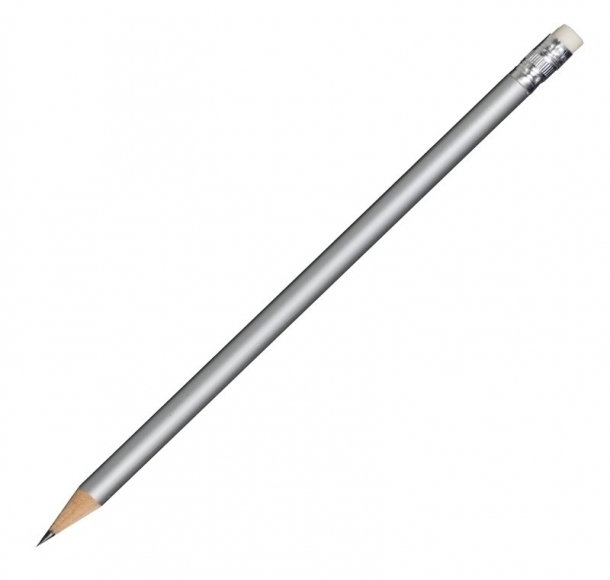 Ołówek drewniany, srebrny, kolor Srebrny