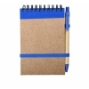 Notes Kraft 90x140/70k gładki z długopisem, niebieski/beżowy, kolor Niebieski