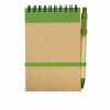 Notes Kraft 90x140/70k gładki z długopisem, zielony/beżowy, kolor Zielony