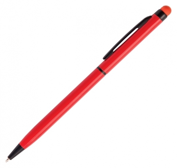Długopis dotykowy Touch Top, czerwony, kolor Czerwony