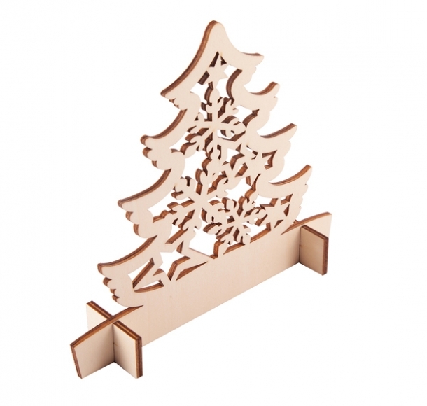 Drewniana wycinanka choinka Christmas tree, beżowy, kolor Beżowy