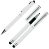 Zestaw piśmienny długopis i pióro kulkowe soft touch CLAUDIE, kolor Biały