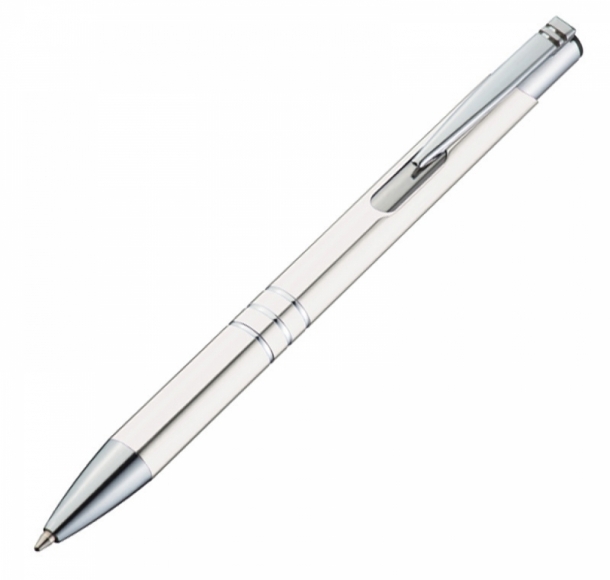 Długopis metalowy, kolor Biały