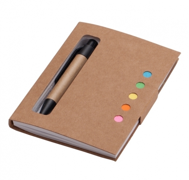 Notes 80x110/100k gładki Mini z długopisem, beżowy, kolor Beżowy
