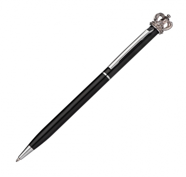 Długopis metalowy z koroną, kolor Czarny