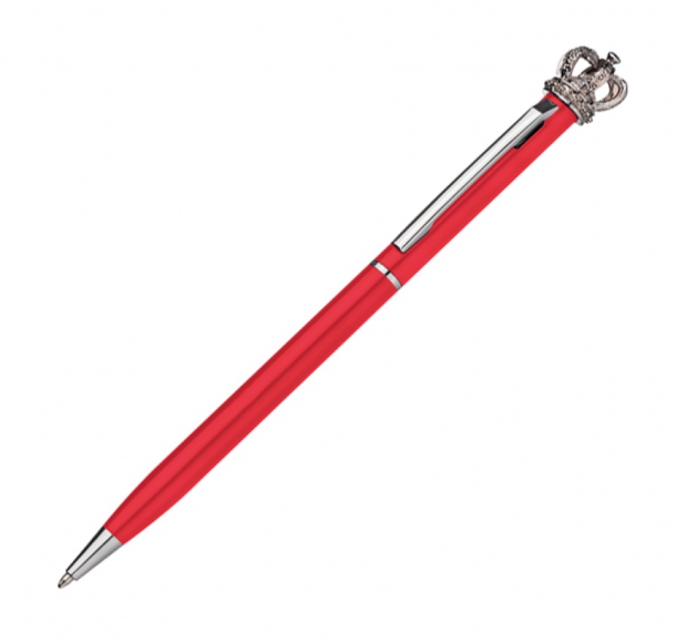 Długopis metalowy z koroną, kolor Czerwony