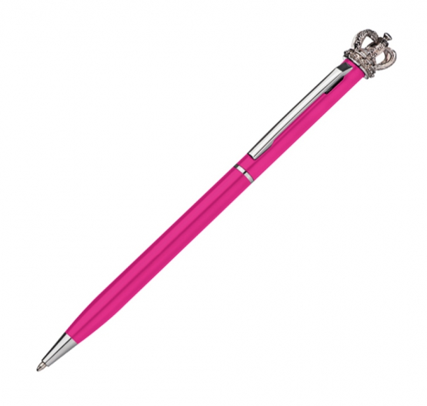 Długopis metalowy z koroną, kolor Różowy