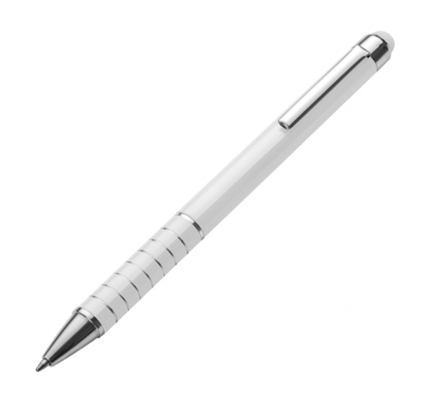 Długopis metalowy do ekranów dotykowych, kolor Biały