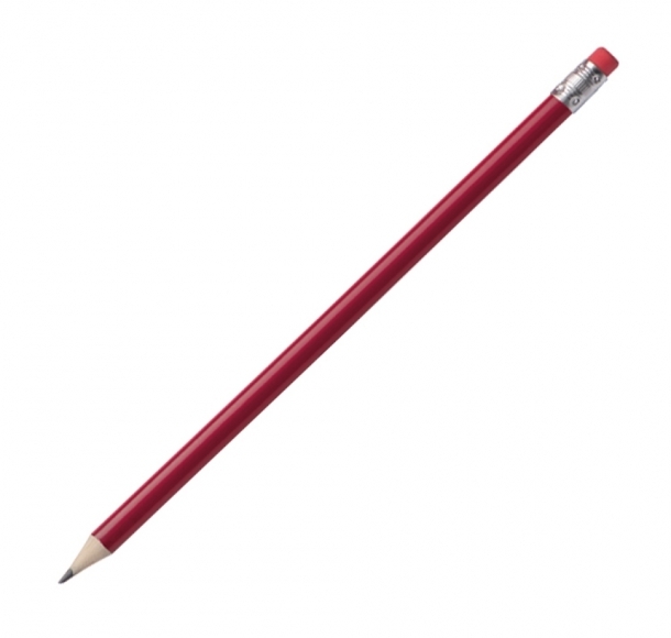 Ołówek z gumką, kolor Czerwony