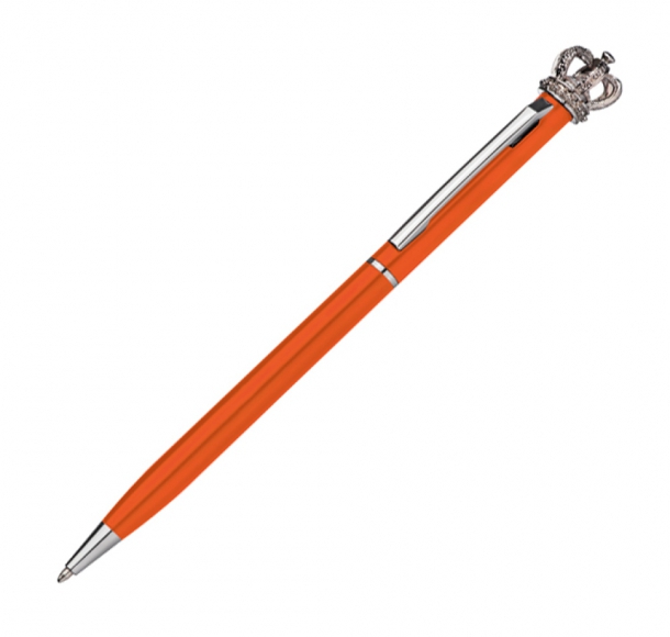 Długopis metalowy z koroną, kolor Pomarańczowy