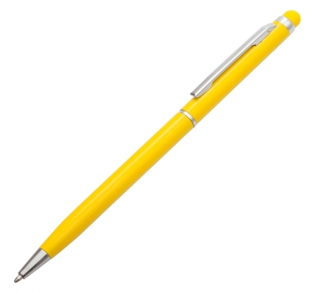 Długopis aluminiowy Touch Tip, żółty, kolor Żółty