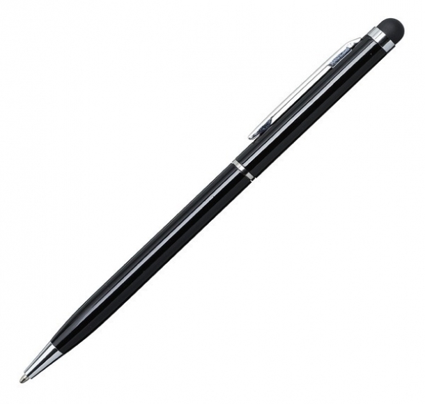 Długopis aluminiowy Touch Tip, czarny, kolor Czarny