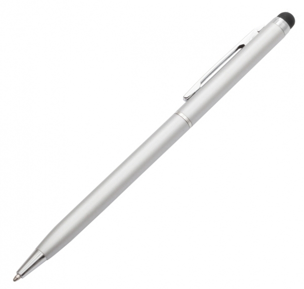 Długopis aluminiowy Touch Tip, srebrny, kolor Srebrny