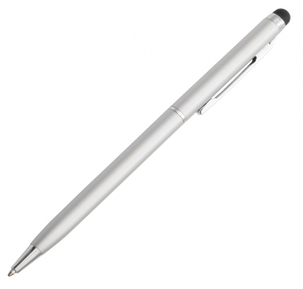 Długopis aluminiowy Touch Tip, srebrny, kolor Srebrny