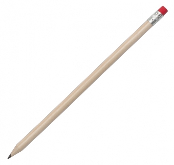 Ołówek z gumką, czerwony/ecru, kolor Czerwony