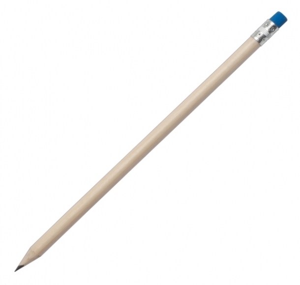 Ołówek z gumką, niebieski/ecru, kolor Niebieski