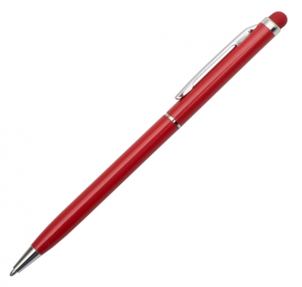 Długopis aluminiowy Touch Tip, ciemnoczerwony, kolor Ciemnoczerwony