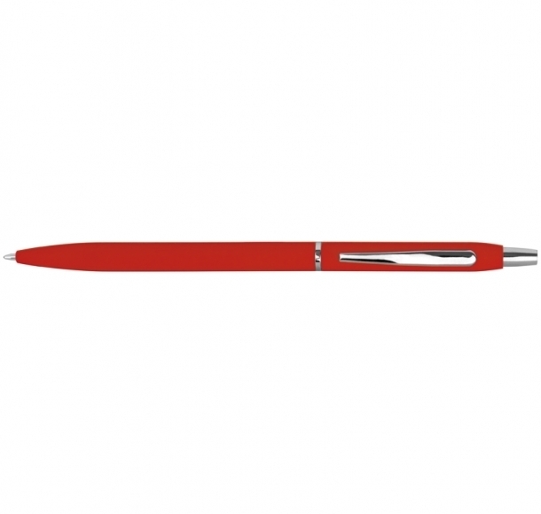 Długopis metalowy, gumowany, kolor Czerwony