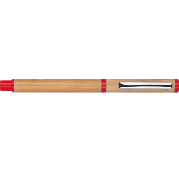 Zestaw piśmienniczy bambusowy, kolor Czerwony