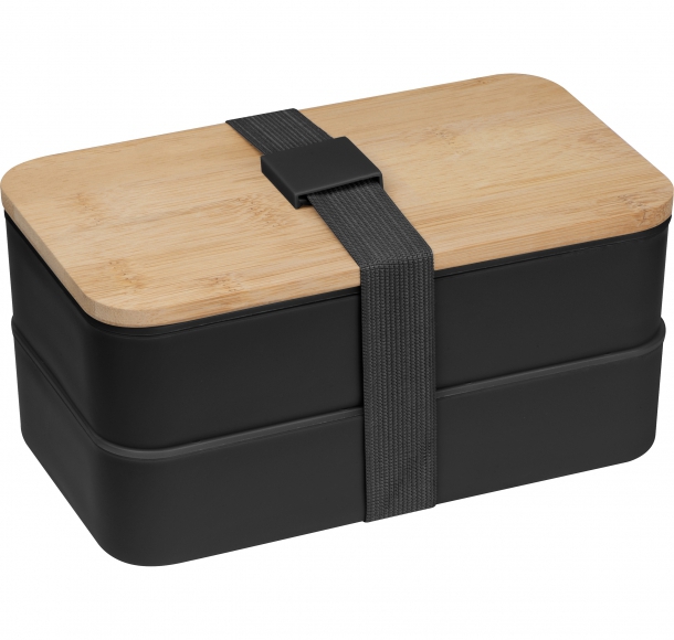 Pudełko na lunch z dwiema przegródkami, kolor Czarny