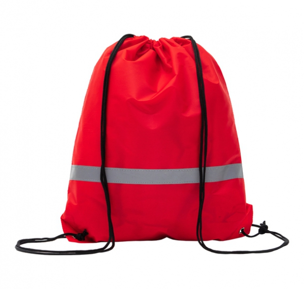 Plecak promocyjny z taśmą odblaskową, czerwony, kolor Czerwony