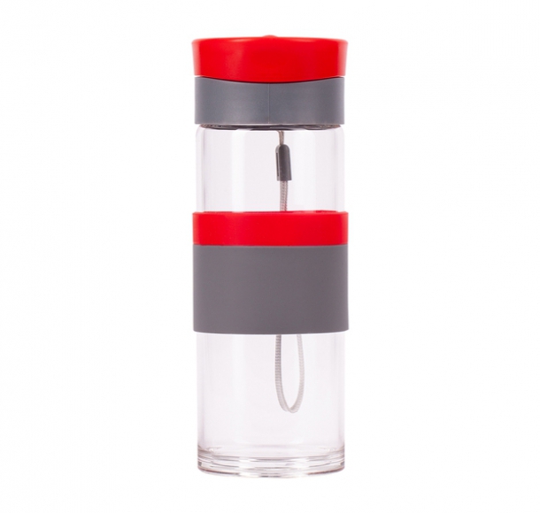 Szklana butelka Top Form 440 ml, czerwony, kolor Czerwony