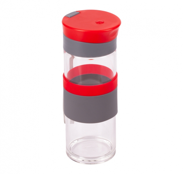 Szklana butelka Top Form 440 ml, czerwony, kolor Czerwony