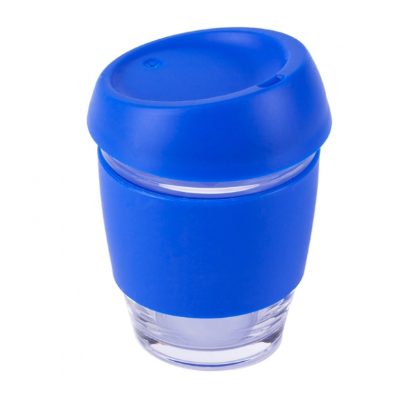 Szklany kubek Stylish 350 ml w eco tubie, niebieski, kolor Niebieski