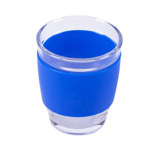 Szklany kubek Stylish 350 ml w eco tubie, niebieski, kolor Niebieski