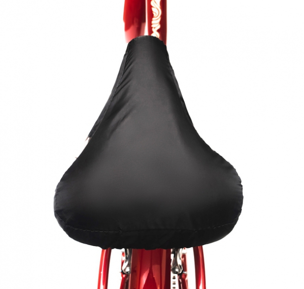 Pokrowiec z RPET na siodełko rowerowe, czarny, kolor Czarny