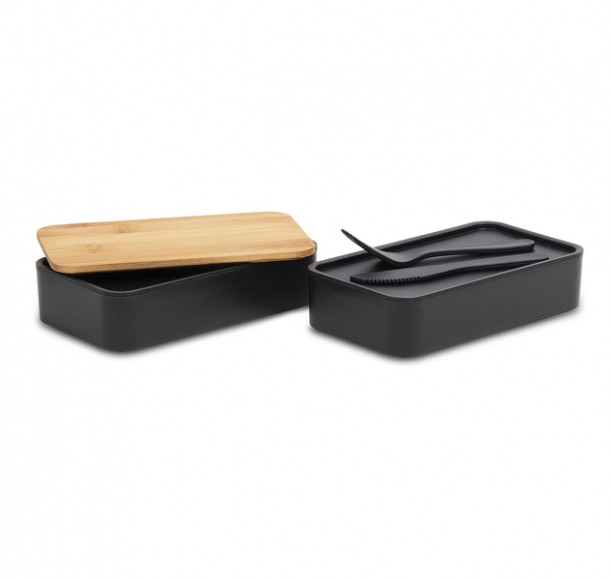 Machico lunch box podwójny, czarny, kolor Czarny