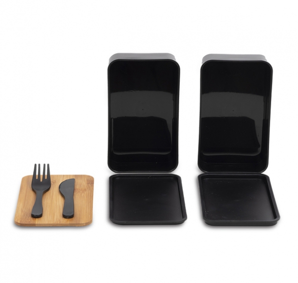 Machico lunch box podwójny, czarny, kolor Czarny