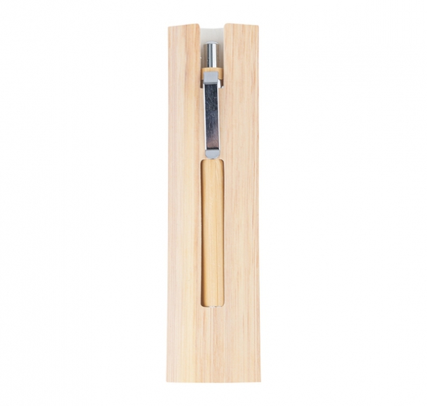 Bambusowy, wieczny długopis/ołówek w etui Lakimus, beżowy, kolor Beżowy