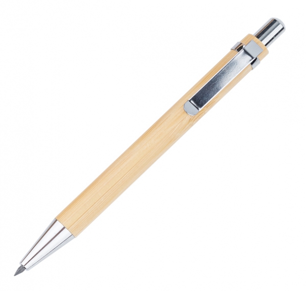 Bambusowy, wieczny długopis/ołówek w etui Lakimus, beżowy, kolor Beżowy