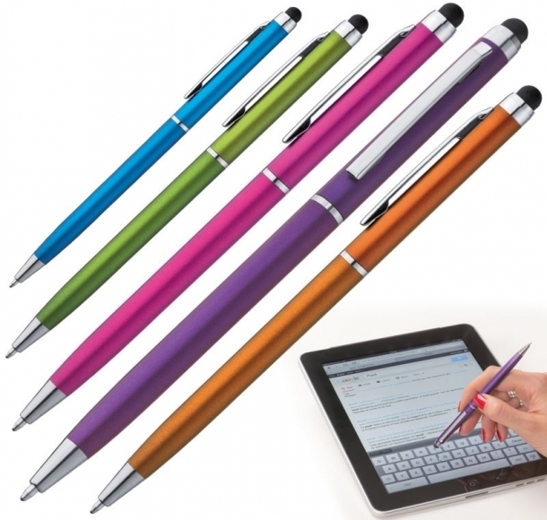Długopis plastikowy touch pen, kolor Różowy