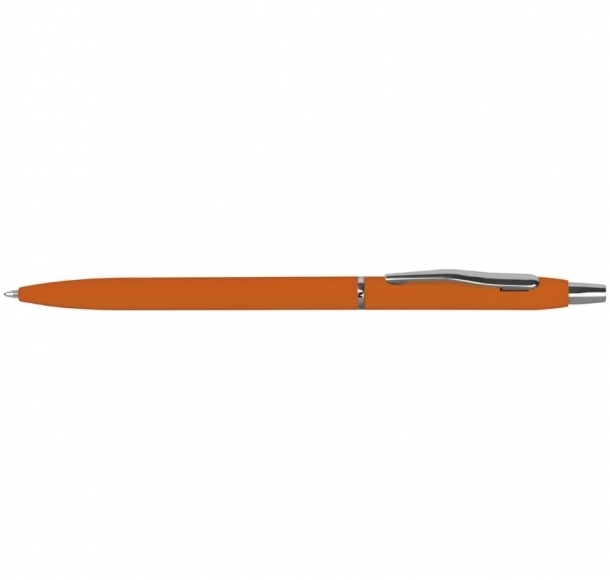 Długopis metalowy, gumowany, kolor Pomarańczowy