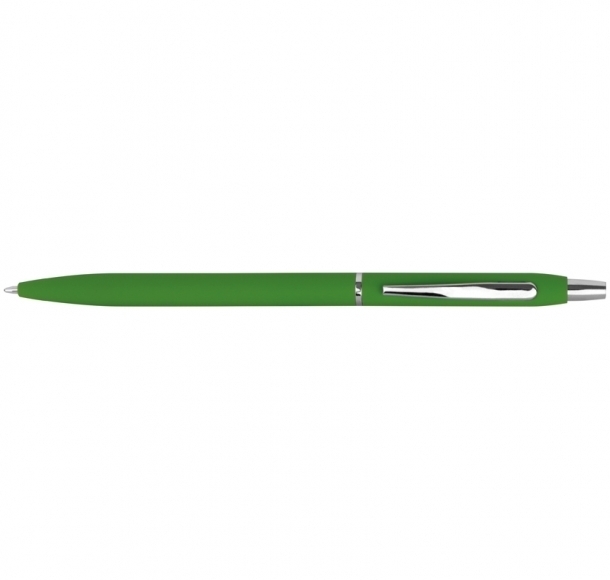 Długopis metalowy, gumowany, kolor Zielony